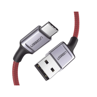 Cable USB-A a USB-C | 1 Metro | Carga Rápida QC 4.0/3.0/2.0 | FPC | AFC | Protección Integrada |  480 Mbps | Caja de Aluminio | Nylon Trenzado | Color Rojo | Ampliamente Sugerido para Carga Rápida HUAWEI.
