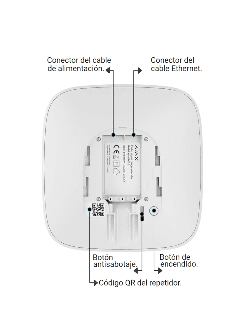 AJAX ReX 2 - Repetidor de señal de radio con compatibilidad para verificación fotográfica. Color Blanco #MCI2