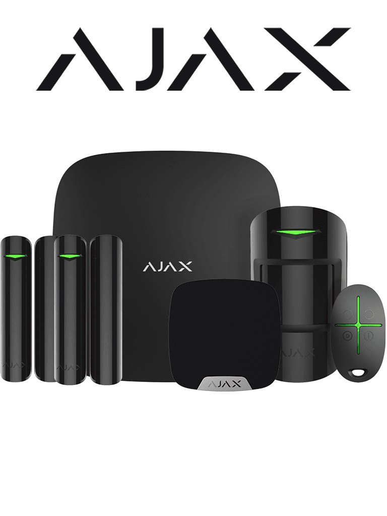 AJAX KIT RESIDENCIAL B- Panel de alarma Hub2Plus conexión Ethernet / WiFi / LTE, APP “AJAX PRO” iOS y Android , 1 sensor de movimiento, 2 detectores para puerta o ventana, 1 control remoto y una sirena interior inalámbrica Color Negro. #RESIDENCIAL