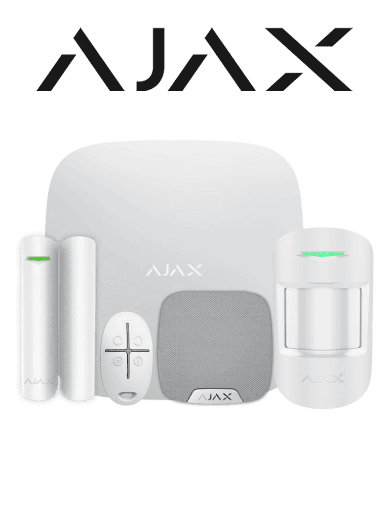 AJAX KIT RESIDENCIAL LIGHT - Panel de alarma Hub2Plus conexión Ethernet / WiFi / LTE, APP “AJAX PRO” iOS y Android , 1 sensor de movimiento, 1 detector para puerta o ventana, 1 control remoto y una sirena interior inalámbrica color Blanco #RESIDENCIAL