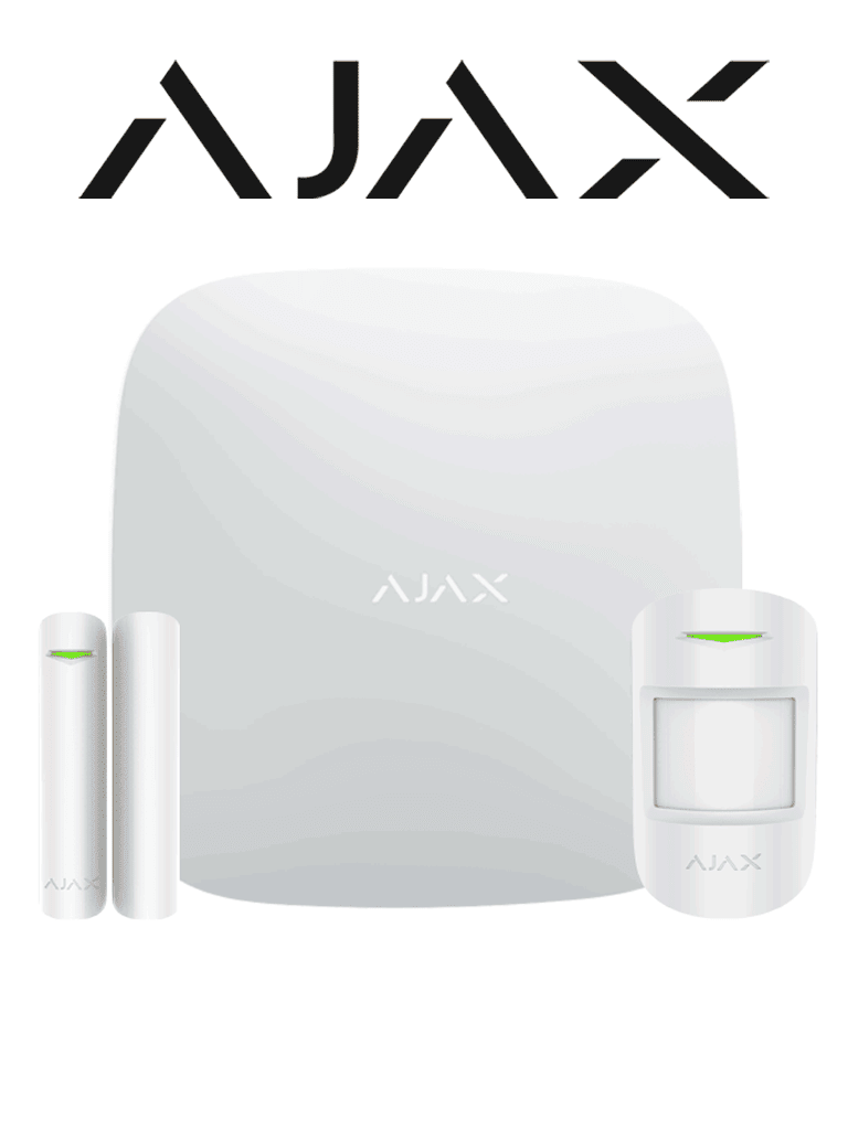 AJAX KIT BASIC - Panel de  alarma Hub 4G conexión Ethernet y una ranura sim 4G / APP “AJAX PRO” iOS y Android , 1 sensor de movimiento y 1 detector de puerta o ventana con entrada auxiliar en color blanco #AJAXBDAYS