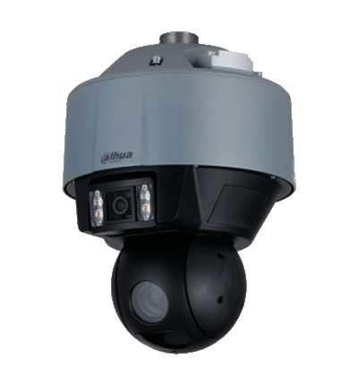 DAHUA DH-SDT5X405-4F-QA Cámara PTZ Dual de 4MP con IA, WizMind y visión multivisión. Incluye lente panorámico de 6mm y zoom 10-50mm para detalles precisos, IR de 100m, y soporte para reconocimiento y captura de rostros. #MV
