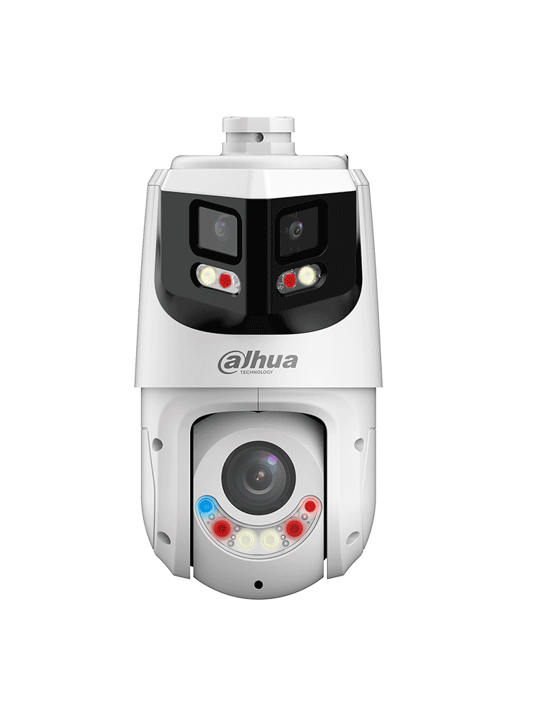 DAHUA SDT4E425-8P-GB-APV1-Cámara IP PTZ 8+4MP,8MP Vista Panorámica+4MP PT, TiOC WizSense, 25X Zoom, IR hasta100m, disuasión activa con Estrobo de Luz Roja y Azul, Altavoz Integrado, protección perimetral, Iluminador dual inteligent, IP66#ILDDAFE