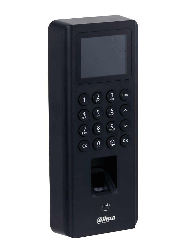 DAHUA ASI2212J-D - Control de Acceso de Huella y Tarjetas ID (EM)/ Pantalla de 2.4 Pulgadas/ Comunicacion TCP/IP/ P2P/ Soporte 5,000 Usuarios Tarjetas y Passwords/ 3000 Huellas/ 100,000 Registros/ 128 Periodos y Dias Festivos/