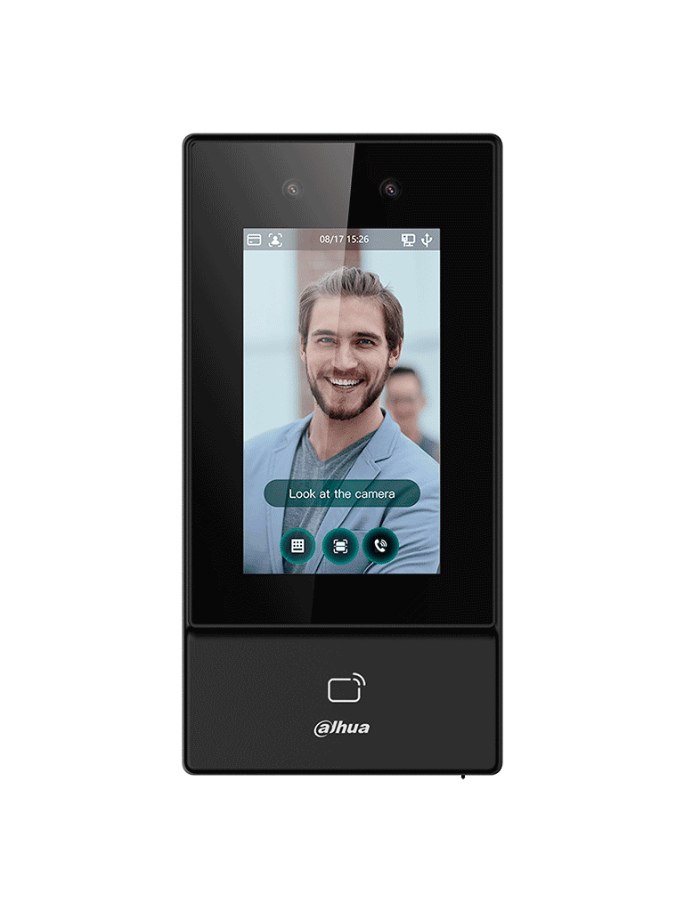 DAHUA ASI6213S-D - Control de Acceso para Exterior con Reconocimiento Facial, pantalla táctil de 4.3", soporta 6000 usuarios, rostros y contraseñas, 10,000 tarjetas ID 125 KHz, 50 administradores, 300,000 registros. Comunicación TCP/IP, IP65. #ACCDA