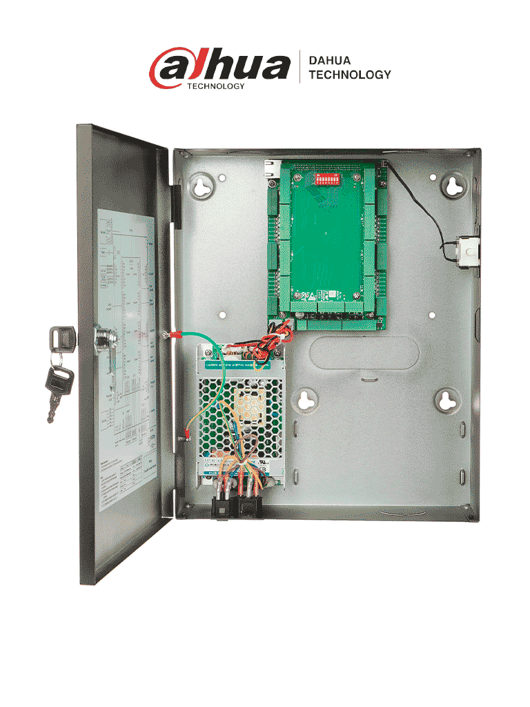 DAHUA ASC2204C-D Controlador de acceso que gestiona hasta 4 puertas y 8 lectoras RS-485 o Wiegand, con capacidad para 100,000 usuarios y 500,000 registros. Incluye anti-passback y es compatible con SmartPSS Lite.
