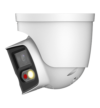 DAHUA IPC-PDW3849-A180-AS-PV Cámara IP WizSense Eyeball con multivisión en dos sensores de 4MP, ofreciendo un ángulo de 180°. Con IR de 25 m, LED de 20 m, disuasión activa, ePTZ, micrófono, altavoz, y protección IP67. #Pano180 #MV