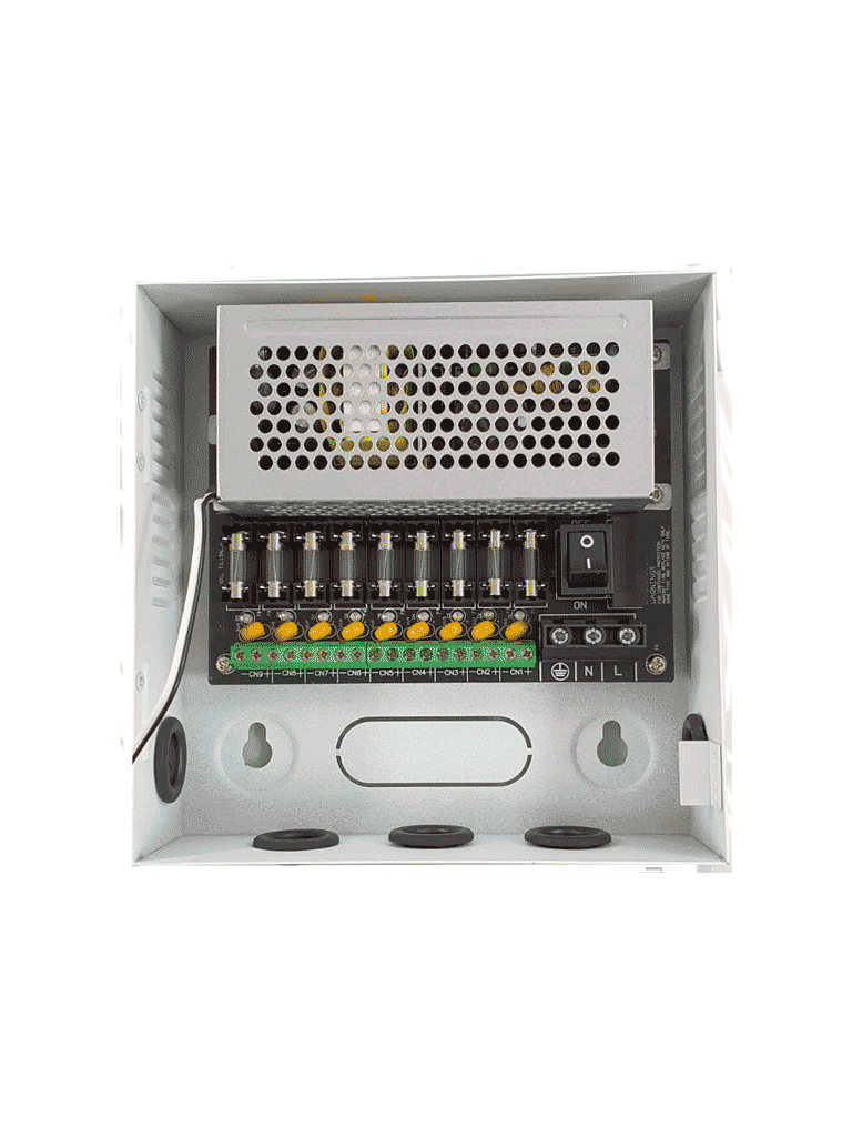 DAHUA PFM341-9CH - Fuente de Poder de 12 vcd/ 5 Amperes/ para 9 Camaras/ Fusibles Intercambiables/ Proteccion contra Sobrecargas/ Color Blanco/