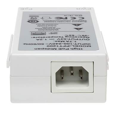 DAHUA PFT1200 - Inyector Hi-Poe Midspan Gigabit/ Soporta PoE/PoE+/ Soporta Hi-PoE 60 Watts para PTZ/ Indicadores Led de Status/ Funciona con Extensor: PFT1300 para conexión en Cascada/ Instalación en Pared/