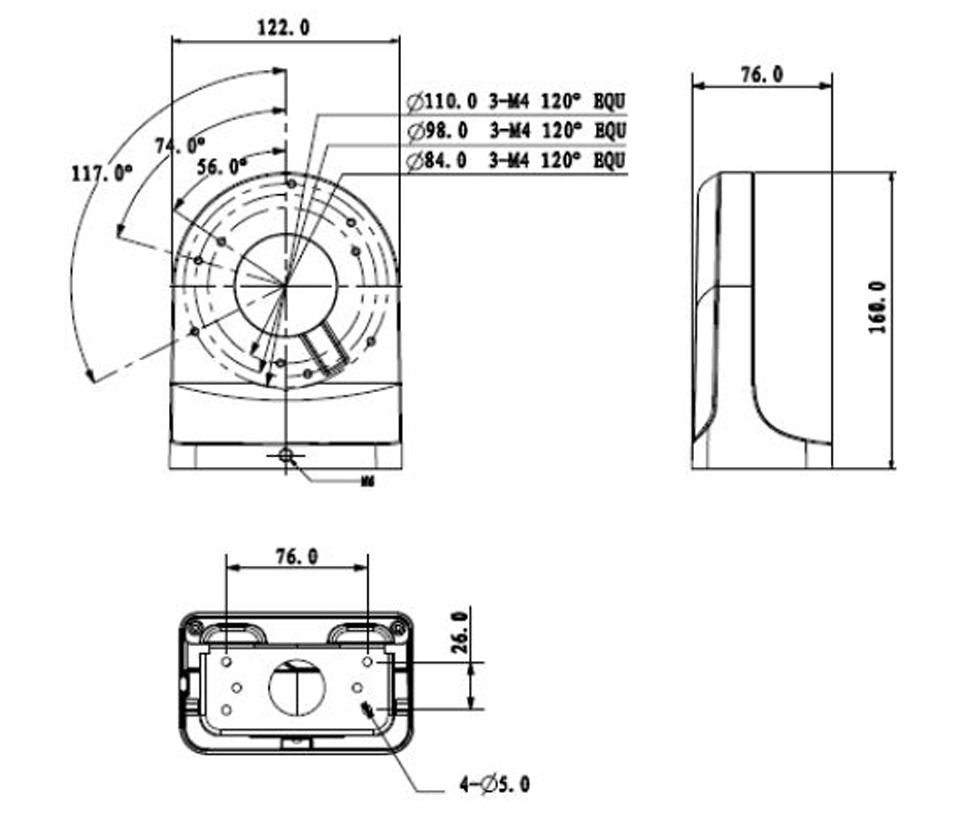 DAHUA SD22204IGCPAK - Camara mini PTZ de 2 MP  HDCVI / 4X Zoom óptico con brazo de pared PFB203W incluido