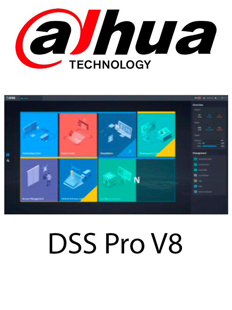 DAHUA DHI-DSSPro8-Video-Base-License - Paquete básico de videovigilancia DSS Professional V8. Soporta: vista en vivo, reproducción, Video Wall, mapa, centro de eventos, DeepXplore, centro de mantenimiento, etc.