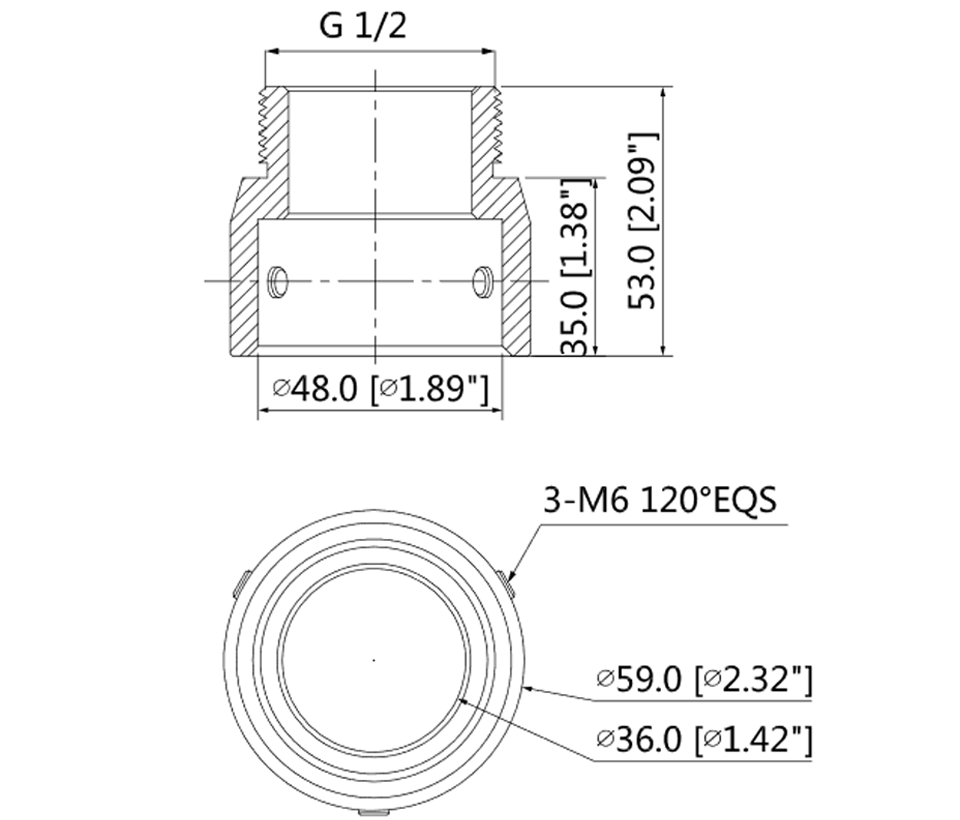 DAHUA PFA110- Adaptador de Montaje para Camaras PTZ SD59/ SD50/ SD40/ Compatible con Montajes PFB300S/ PFB303W/ PFB303S y PFB300C