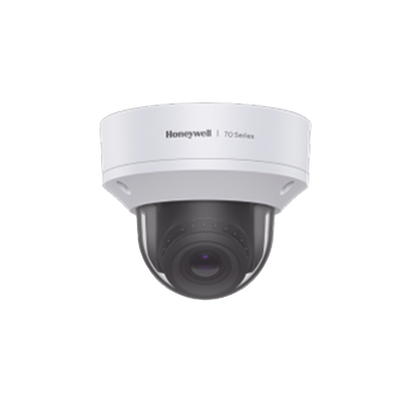 Domo IP 8 MP / Lente Mot. 3.6 a 11 mm / H.265 / NDAA / ONVIF / IK10 / WDR 130 dB / IA Avanzado Detección Sabotaje / Movimiento / Rostros / Intrusión / Merodeo / Objeto Abandonado / Alarma y Audio I/O / PoE / Serie 70 / Honeywell Security