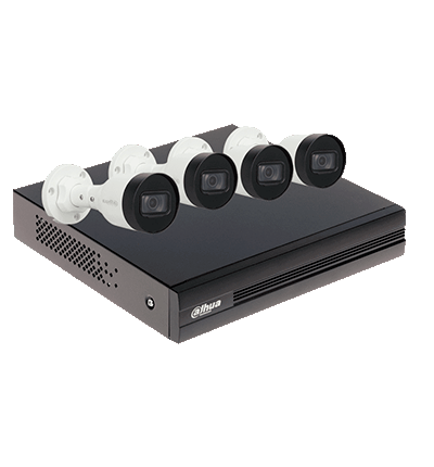 DAHUA KITNVR1104HS-P+4C1TB- Kit IP de 4 canales con NVR con 4 puertos PoE, 1TB de almacenamiento, y 4 cámaras bullet de 2MP con IR de 30 metros y clasificación IP67 para exteriores. Ideal para una vigilancia eficiente y robusta. #KitDahua