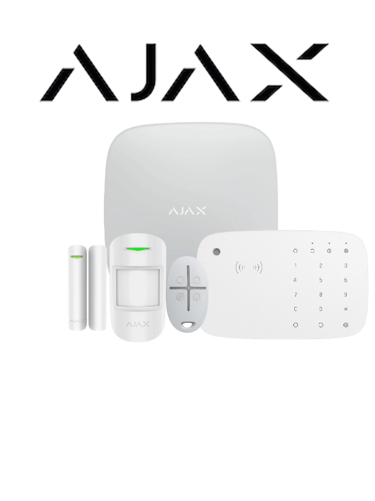 AJAX KIT RES KEYPADCOMBI - Panel de alarma Ethernet/4G color Blanco/ APP “AJAX PRO” iOS y Android, 1 sensor de movimiento, 1 detector para puerta/ventana, 1 Teclado táctil inalám con sirena incluida y lector DESFire, 1 Llavero inalám #CONEXION #NUEVOKIT