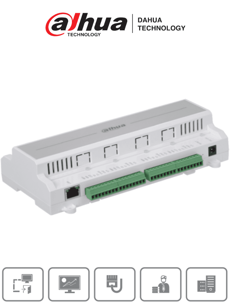 DAHUA  ASC1204B - Panel de Control de Acceso para 4 Puertas y 4 Lectoras/ 100,000 Tarjetas/ 150,000 Registros/ TCP/IP/ Comunicación Wiegand o RS-485/ Funciones: Anti-pass back, Multi-Interlock/ 9&5 Entradas y Salidas/
