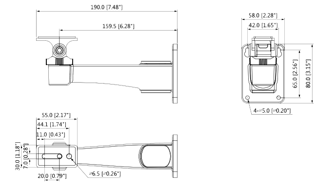 DAHUA PFB121W - Montaje de pared para camaras HFW11, HFW42 y HF3 / Compatible con camara 4G HFW4230M4G