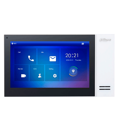 DAHUA KTP01L(S) - Kit de Videoportero IP con Frente de Calle Metálico Antivandálico  y cámara de 2MP. Incluye monitor táctil de 7", ranura SD, control de puerta, E/S de alarmas, y switch PoE de 6 puertos, 36W. Ideal para seguridad avanzada/ #VDP