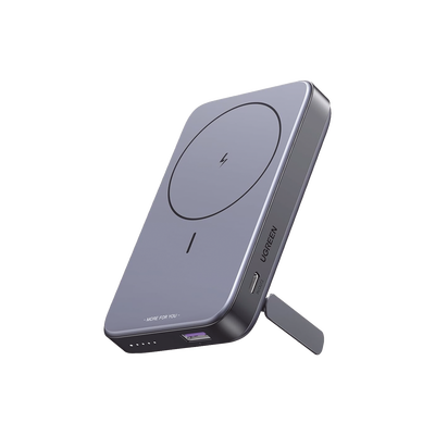 Power Bank MagSafe de 10000mAh NEXODE | 20W | 1 USB-C | 1 USB-A | Carga Rápida bidireccional | Soporta modo Standby | Soporte Plegable |  Ultra Delgado | Ultra ligero | Compatible con iPhone 15/14/13/12 | Color Gris.