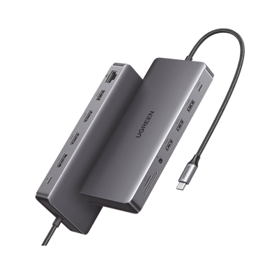 HUB USB-C (Docking Revodok Pro 313) 13 en 1 | 2 HDMI 4K@60Hz | 1 DP 4K@60Hz | USB-C 3.2 (10Gbps) | 2 USB-A 3.2 (10Gbps) | 2 USB-A 3.0 (5Gbps) | USB-C PD Carga 100W | RJ45 (Gigabit Ethernet) | SD + Micro SD (TF) Simultáneo | Jack Audio 3.5mm.