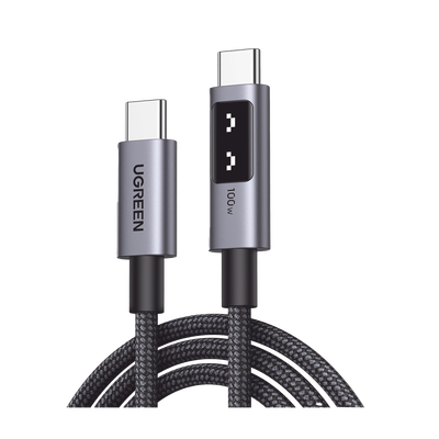 Cable USB-C a USB-C | 1 Metro | Carga Rápida de hasta 100W | Transferencia de datos 480 Mbps | PD3.0 | QC4.0/3.0/2.0 | FPC | AFC | Protección Integrada| Caja de Aluminio | Nylon Trenzado | Amplia Compatibilidad | Color Negro.