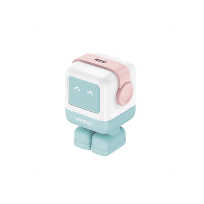 Cargador Mini GaNRobot 30W serie UNO | 1 USB-C de Carga Rápida | Tecnología GaN II | Multiprotocolo PD/QC/SCP/FCA | Carga Inteligente | Pantalla LED | Zapato Magnético Extraíble | Thermal Guard | Color Pink-Blue