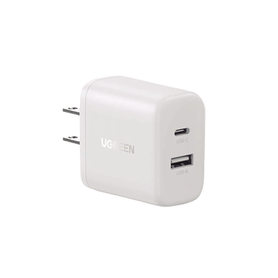 Cargador 2 En 1 Ugreen Carga Rápida 20w Blanco USB C, USB A