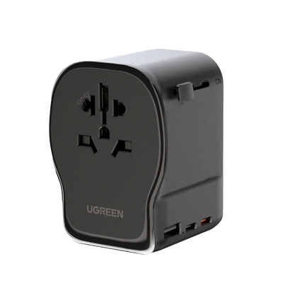 Cargador de Viaje 65 W, 2C1A, Negro y Gris