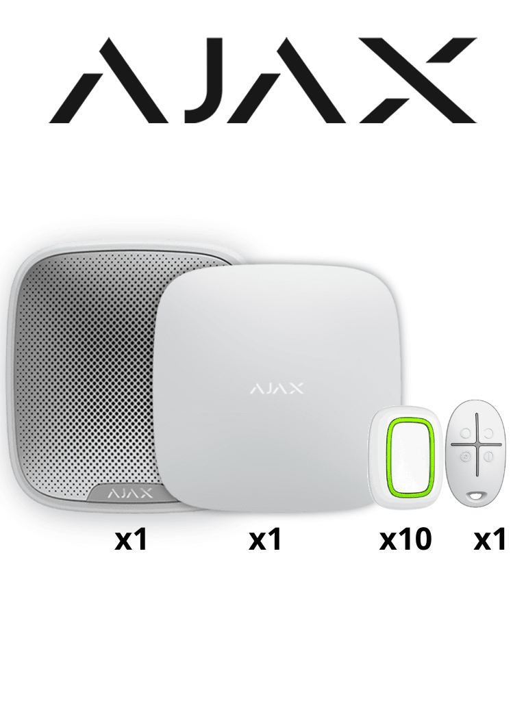 AJAX KIT ALARMA VECINAL W - Panel  Hub4G conexión Ethernet y una ranura 4G LTE / APP “AJAX PRO” iOS y Android , 10 Botones Inalámbricos  ,1 control remoto y una sirena EXTERIOR inalámbrica #RESIDENCIAL