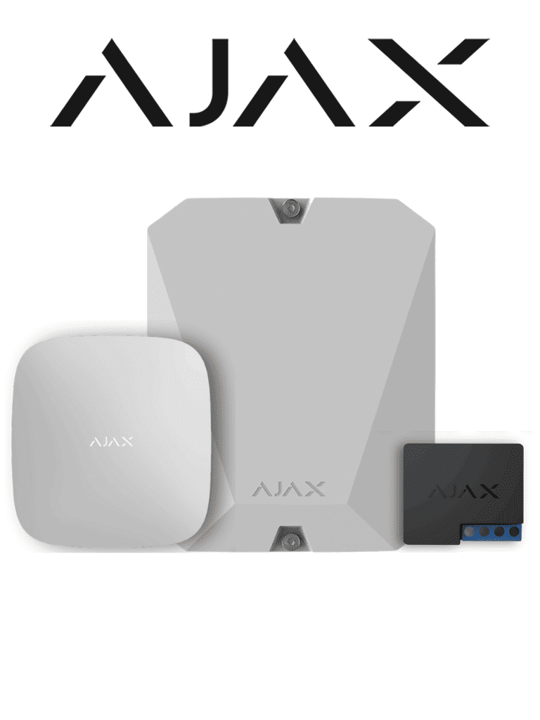 AJAX KIT HUB 4G MULTITRANSMITTER+RELAY - Panel de alarma Hub 4G conexión ETHERNET- 4G APP “AJAX PRO” iOS y Android , 1 MultiTransmitter y un Relé de baja tensión.