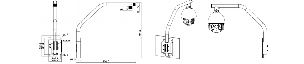 DAHUA DH-PFB303S - Soporte para Montaje en Parapeto/ Giratorio/ Diseño Estetico/ Compatible con Camaras PTZ Dahua de las Series SD59/ SD50/ SD40