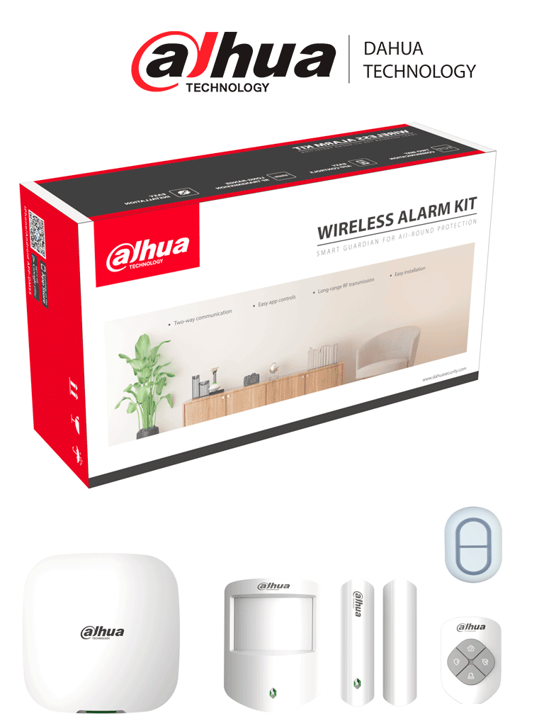 DAHUA ART-ARC3000H-03-W2+DHI-ARD822-W2 - Kit de Kit de Alarma Wifi y Ethernet + Botón de Pánico de 2 Botones/ Incluye Hub / 1 Contacto Magnético/ 1 Control Remoto/ 1 PIR/ 1 Botón de Pánico de 2 Botones/ #AlarmasDahua (Hasta Agotar Existencias) #AD