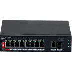 DAHUA PFS3110-8ET1GT1GF-96 -Switch PoE de 10 Puertos/8 Puertos Poe 10/100/1Puerto SFP de1000 Mbps/1 Puerto Uplink de 10/100/1000/ 96 Watts Totales/ Alimentación hasta 250 Mts/Soporta PoE Whatchdog/Puerto Rojo soporta IEEE 802.3bt/#SwitchD2 #REM #MCI2 #RMM