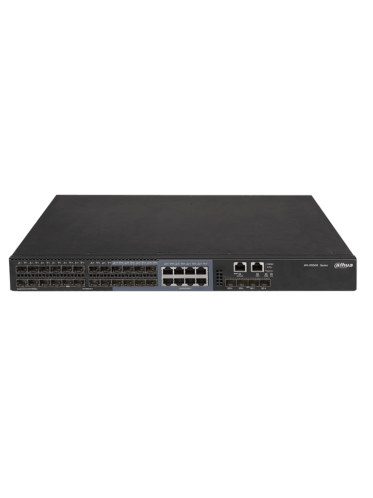 DAHUA DH-S5500-24GF4XF-E  - Switch Gigabit Inteligente de 24 puertos de Fibra Optica/ 16 Puertos SFP 100/1000 Basex + 8 Puertos SFP 100/1000 Mbps Combo/ 8 Puertos Ethernet 10/100/1000 Combo/ Swtiching 336 Gbps/ Tasa de Reenvio 96 Mbps/ VLAN Etc./