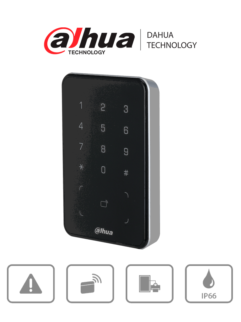 DAHUA DHI-ASR2101A - Lectora de Tarjetas MiFare con Teclado Touch/ para Password/ Conexión RS-485 y Wiegand/ Leds Rojo y Verde/ Fondo de Luz Azul