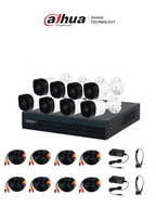 DAHUA KITXVR1B08- I+8-B2A21-  Kit de 8 Canales, DVR Cooper-I WizSense con IA y H.265+, 8 cámaras B2A21 de 1080p metálicas, soporte para hasta 10 canales IP, 4 canales con SMD Plus para detección de humanos y vehículos, y accesorios incluidos.