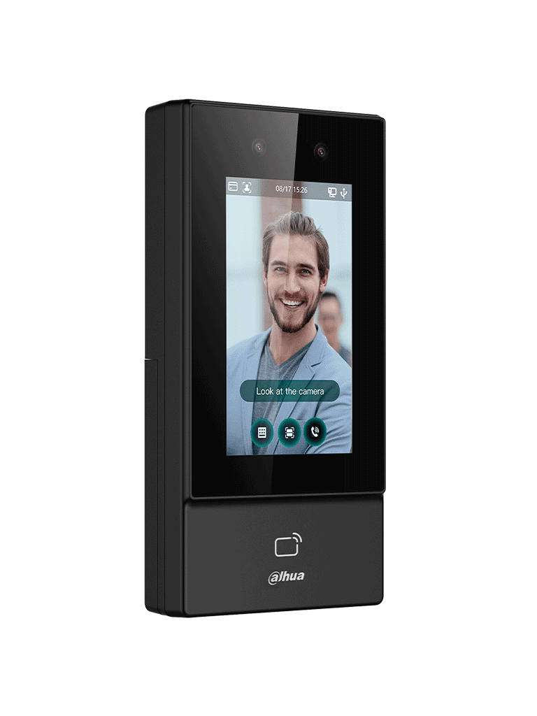 DAHUA ASI6213S-D - Control de Acceso para Exterior con Reconocimiento Facial, pantalla táctil de 4.3", soporta 6000 usuarios, rostros y contraseñas, 10,000 tarjetas ID 125 KHz, 50 administradores, 300,000 registros. Comunicación TCP/IP, IP65. #ACCDA