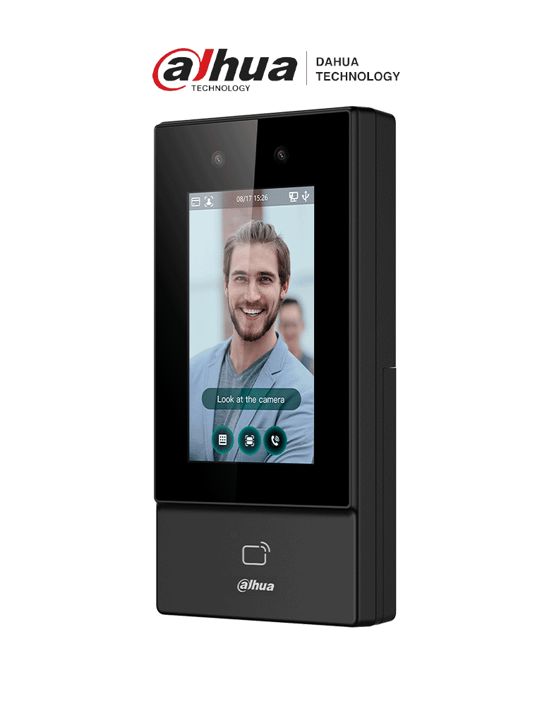 DAHUA ASI6213S-D - Control de Acceso para Exterior con Reconocimiento Facial, pantalla táctil de 4.3", soporta 6000 usuarios, rostros y contraseñas, 10,000 tarjetas ID 125 KHz, 50 administradores, 300,000 registros. Comunicación TCP/IP, IP65. #ACCDA