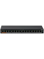 DAHUA DH-PFS3016-16GT-190 - Switch Poe Gigabit de 16 Puertos PoE Gigabit/ 190 Watts Totales/ Los 2 Puertos Naranjas Soportan Hi-PoE Estandar/ Switching 32 Gbps/ Tasa de Reenvio de paquetes 23.808 Mbps/ Protección Contra Descargas/