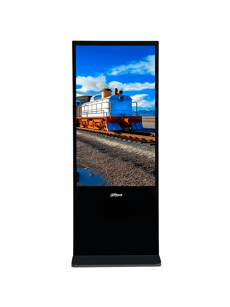 DAHUA LDV55-SAI400K - Pantalla de Publicidad Digital 55" 4K (Totem), montaje en piso. Brillo de 320 nits, diseño industrial con carcasa metálica y cristal templado de 3 mm. Ideal para entornos exigentes.