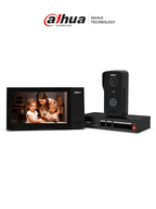 DAHUA DHI-KTP02 - Kit de videoportero IP con monitor táctil de 7" de 8GB de memoria embebida, soporte para alarmas 6&1, frente de calle con apertura remota y tarjetas Mifare (IC Card). Incluye un switch PoE de 4 puertos 10/100.