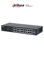 DAHUA DH-S3024-24GT - Switch Gigabit de 24 puertos no administrable, Capa 2, Carcasa metálica, switching de 48G, tasa de reenvío de 35.7 Mbps, memoria buffer de 8.4Mb, y protección avanzada contra descargas.