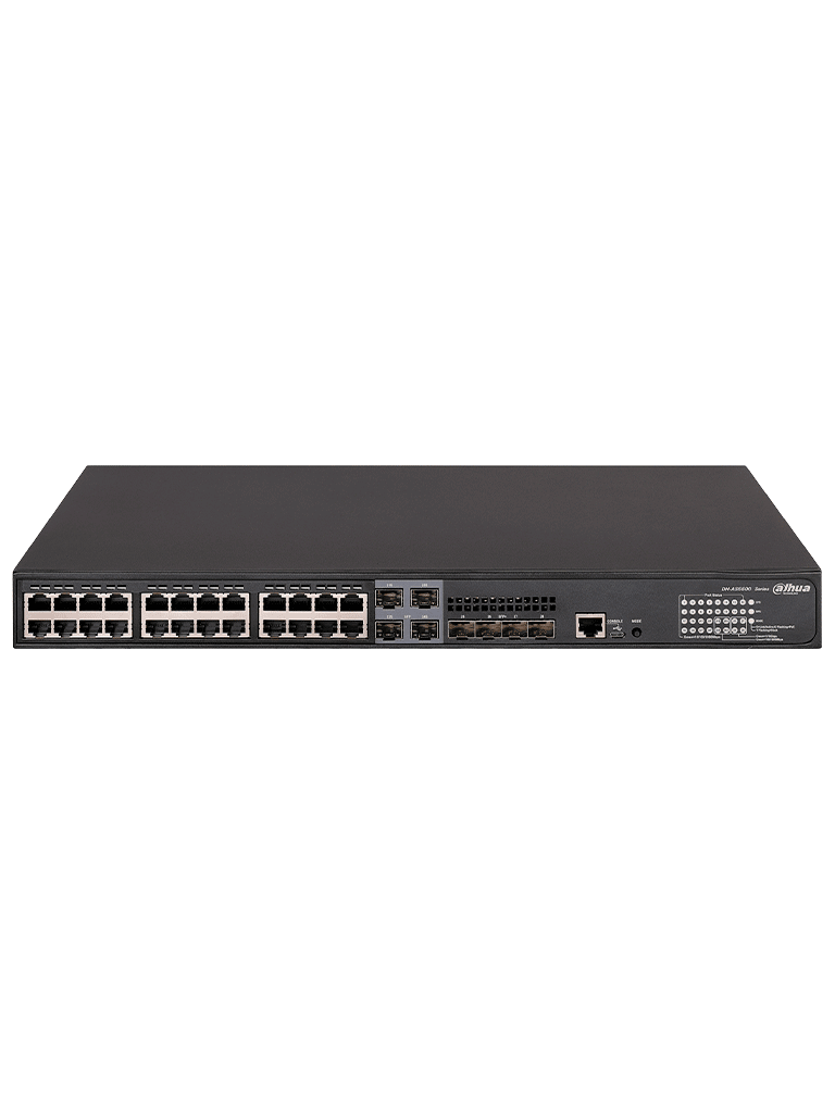 DAHUA DH-AS5500-24GT4XF-370 / Switch Gigabit/ 24 Puertos/ PoE/ Potentes funciones L2 y L3/ Conectividad de nivel empresarial/ Marco Inteligente Resiliente 2 (IRF2)