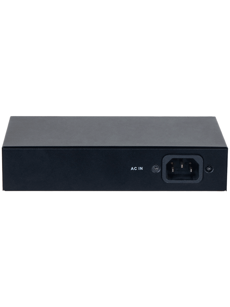 DAHUA DH-PFS3005-4GT-36 - Switch con 4 puertos Gigabit PoE y 1 puerto Uplink RJ45 10/100/1000 Mbps. Ofrece protección contra descargas eléctricas, ideal para alimentar dispositivos IP. Incluye fuente de Poder. #Anivdahua2 #SWDA