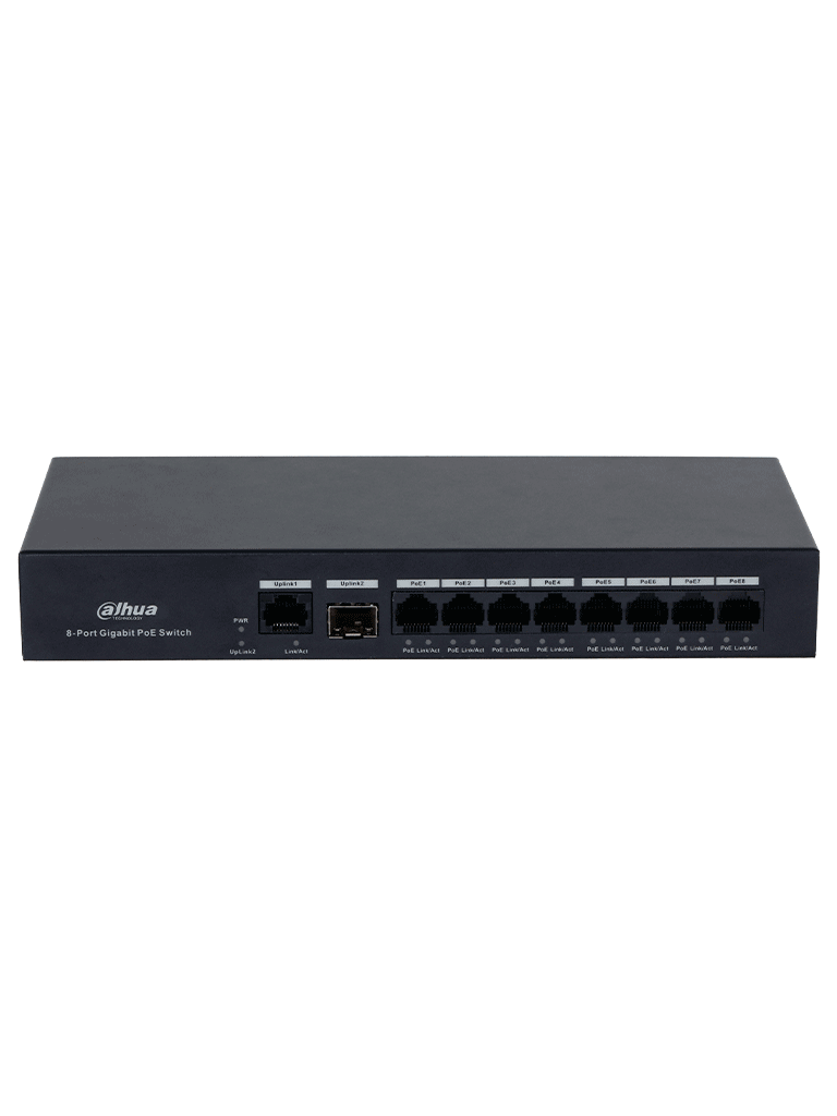 DAHUA DH-PFS3110-8GT-65 - Switch PoE inteligente con 8 puertos Gigabit, 60W de potencia total y switching de 20 Gbps. Ideal para alimentar y conectar dispositivos IP con protección contra descargas eléctricas. #Anivdahua2 #MCI2 #RMM