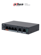 DAHUA DH-CS4006-4ET2ET-60 - Switch PoE de 6 Puertos Administrable con 4 PoE (10/100 Mbps) y 2 uplink (10/100 Mbps). Total de 65 W PoE, administración en la nube con DoLynk Care, carcasa metálica robusta, ideal para redes IP.#LoNuevo