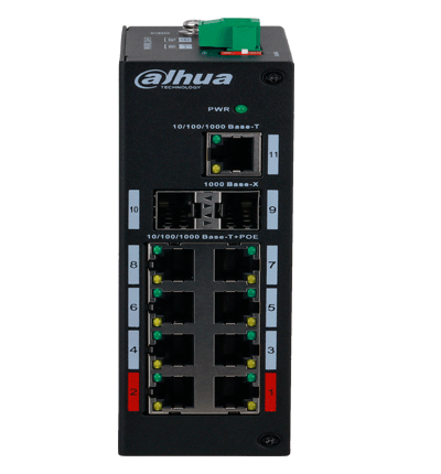 DAHUA PFS3211-8GT-120 - Switch Poe de 8 Puertos Gigabit/ 8 Puertos PoE/ 2 Puertos SFP/ 1 Puertos Uplink 10/100/1000/ 120 Watts Totales/ Switching 33 Gbps/ Tasa de Reenvio de Paquetes 16.37 Mbps/