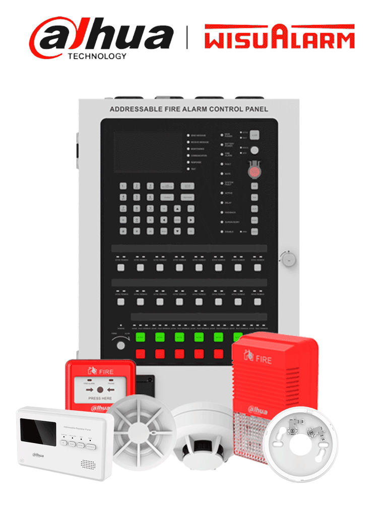 DAHUA WISUALARM HY-1022 Kit - Kit para certificación de incendio, Sistema direccionable, Incluye: DHI-HY-1301, DHI-HY-TCDZ, DHI-HY-1310, DHI-HY-1200, DHI-HY-ANDZ, DHI-HY-1500, DHI-HY-SGDZ, DHI-HY-1330 #LoNuevo #Wisualarm