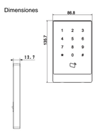 DAHUA ASR1101A - Lectora de Tarjetas MiFare con Teclado Touch/ para Password/ Conexión RS-485 y Wiegand/ Leds Rojo y Verde/ Fondo de Luz Azul/