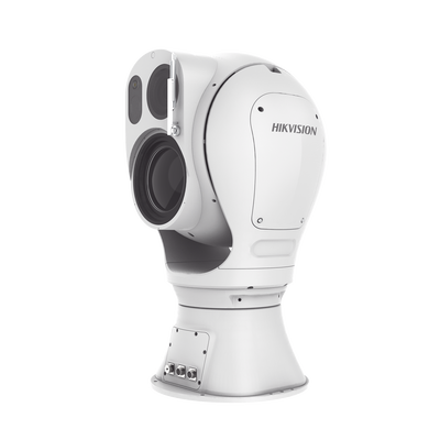 PTZ Punta de Poste IP Dual / Lente Térmico de 38 a 190 mm (1280 X 1024) / Lente Óptico 100X Zoom (2 Megapixel) / 3 Kms de IR Laser / 48 VCD / IP67 / Detección de Fuego / Analiticas de Video